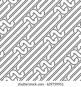 Design seamless monochrome waving pattern. Abstract stripy background. Vector art