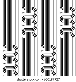 Design seamless monochrome waving pattern. Abstract stripy background. Vector art