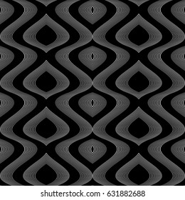 Design seamless monochrome waving pattern. Abstract decorative background. Vector art. No gradient