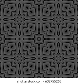 Design seamless monochrome waving pattern. Abstract decorative background. Vector art. No gradient