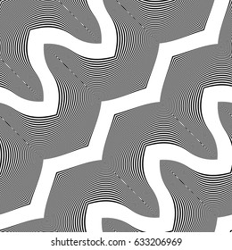 Design seamless monochrome waving pattern. Abstract striped background. Vector art. No gradient