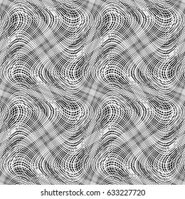 Design seamless monochrome waving pattern. Abstract grid background. Vector art. No gradient