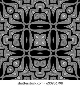 Design seamless monochrome waving pattern. Abstract decorative background. Vector art