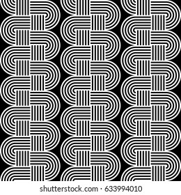 Design seamless monochrome waving pattern. Abstract stripy background. Vector art