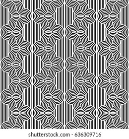 Design seamless monochrome waving pattern. Abstract stripy background. Vector art