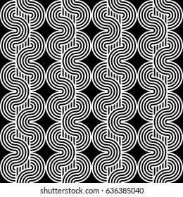 Design seamless monochrome waving pattern. Abstract stripy background. Vector art