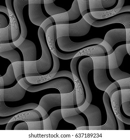 Design seamless monochrome waving pattern. Abstract background. Vector art. No gradient