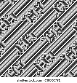 Design seamless monochrome waving pattern. Abstract stripy background. Vector art