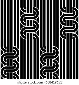 Design seamless monochrome waving pattern. Abstract stripy background. Vector art