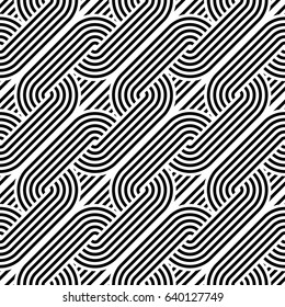 Design seamless monochrome waving pattern. Abstract stripy background. Vector art