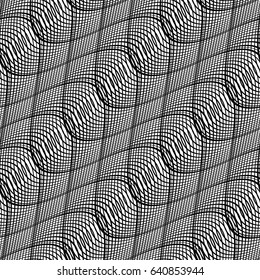 Design seamless monochrome waving pattern. Abstract background. Vector art. No gradient