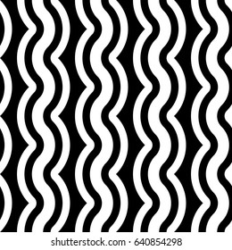 Design seamless monochrome waving pattern. Abstract vertical background. Vector art