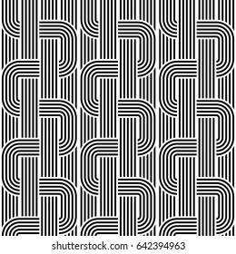 Design seamless monochrome waving pattern. Abstract stripy background. Vector art
