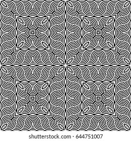 Design seamless monochrome waving pattern. Abstract striped background. Vector art