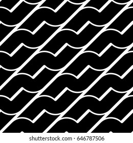 Design seamless monochrome waving pattern. Abstract background. Vector art