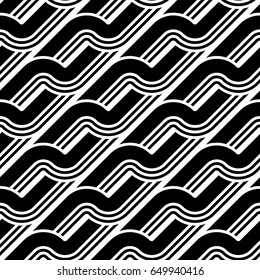 Design seamless monochrome waving pattern. Abstract background. Vector art