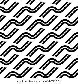 Design seamless monochrome waving pattern. Abstract background. Vector art