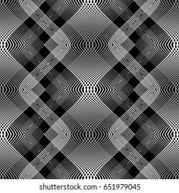 Design seamless monochrome waving pattern. Abstract background. Vector art. No gradient