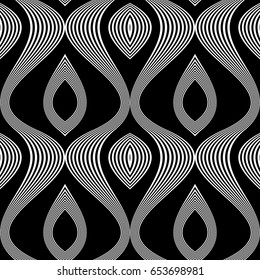 Design seamless monochrome waving pattern. Abstract decorative background. Vector art