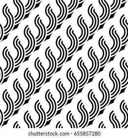 Design seamless monochrome waving pattern. Abstract stripy background. Vector art