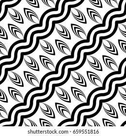 Design seamless monochrome waving pattern. Abstract zigzag background. Vector art