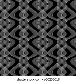 Design seamless monochrome waving pattern. Abstract background. Vector art. No gradient