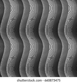 Design seamless monochrome waving pattern. Abstract background. Vector art. No gradient