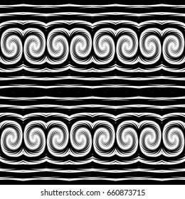 Design seamless monochrome waving pattern. Abstract decorative background. Vector art. No gradient