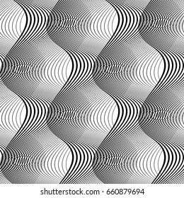 Design seamless monochrome waving pattern. Abstract background. Vector art. No gradient