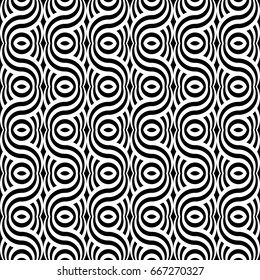 Design seamless monochrome waving pattern. Abstract decorative background. Vector art