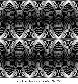 Design seamless monochrome waving pattern. Abstract lines textured background. Vector art. No gradient