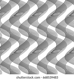 Design seamless monochrome waving pattern. Abstract background. Vector art. No gradient