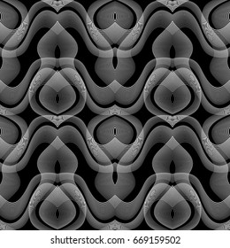 Design seamless monochrome waving pattern. Abstract background. Vector art. No gradient