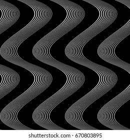 Design seamless monochrome waving pattern. Abstract background. Vector art. No gradient