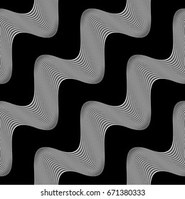Design seamless monochrome waving pattern. Abstract background. Vector art. No gradient