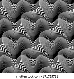 Design seamless monochrome waving pattern. Abstract background. Vector art. No gradient