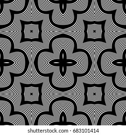 Design seamless monochrome waving pattern. Abstract decorative background. Vector art. No gradient