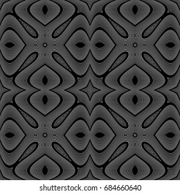 Design seamless monochrome waving pattern. Abstract decorative background. Vector art. No gradient