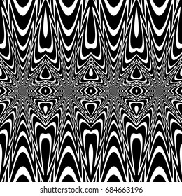 Design seamless monochrome waving pattern. Abstract decorative background. Vector art. No gradient