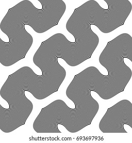Design seamless monochrome waving pattern. Abstract striped background. Vector art. No gradient