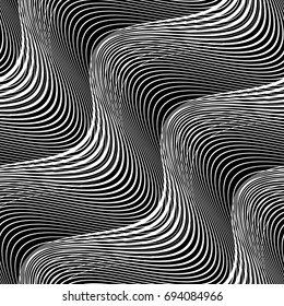 Design seamless monochrome waving pattern. Abstract background. Vector art. No gradient