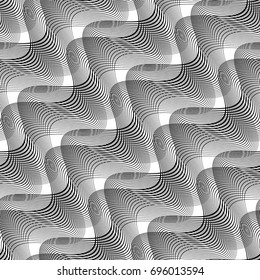Design seamless monochrome waving pattern. Abstract background. Vector art. No gradient