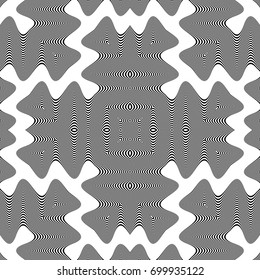 Design seamless monochrome waving pattern. Abstract striped background. Vector art. No gradient