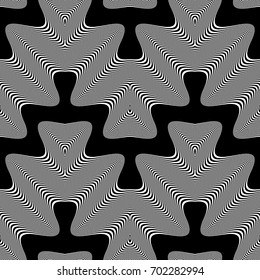 Design seamless monochrome waving pattern. Abstract striped background. Vector art. No gradient