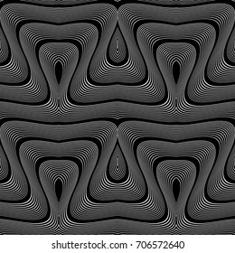 Design seamless monochrome waving pattern. Abstract striped background. Vector art. No gradient