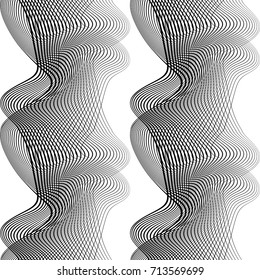 Design seamless monochrome waving pattern. Abstract background. Vector art. No gradient