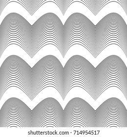 Design seamless monochrome waving pattern. Abstract background. Vector art. No gradient