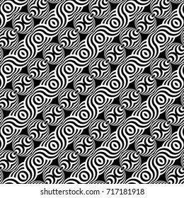 Design seamless monochrome waving pattern. Abstract decorative background. Vector art