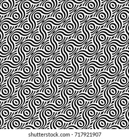 Design seamless monochrome waving pattern. Abstract decorative background. Vector art