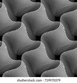 Design seamless monochrome waving pattern. Abstract background. Vector art. No gradient